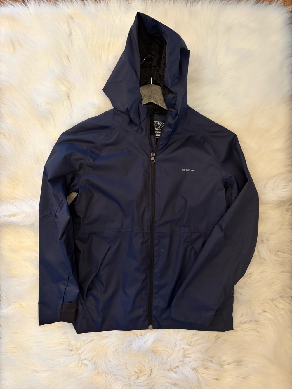 Quechua Navy Hooded Rain Jacket